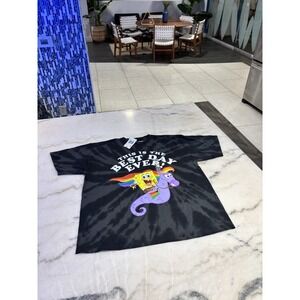 Size LARGE SpongeBob t-shirt features a graphic of SpongeBob riding a seahorse
